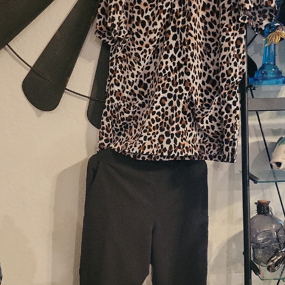 Betsey Johnson Pink and Leopard Print Top